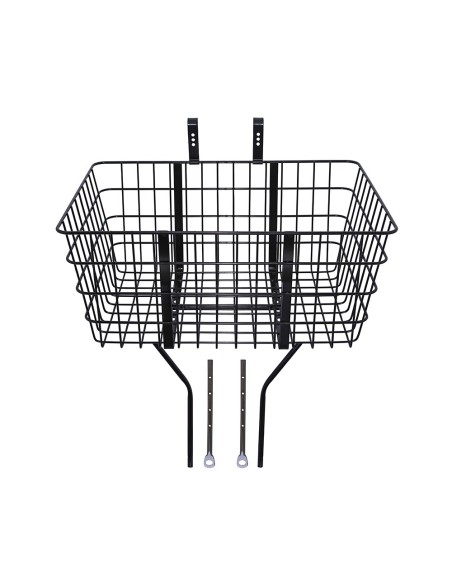 Steel Wire Front Basket With Adjustable Braces Fit 20 to 29 Bikes TL-907ss Black.